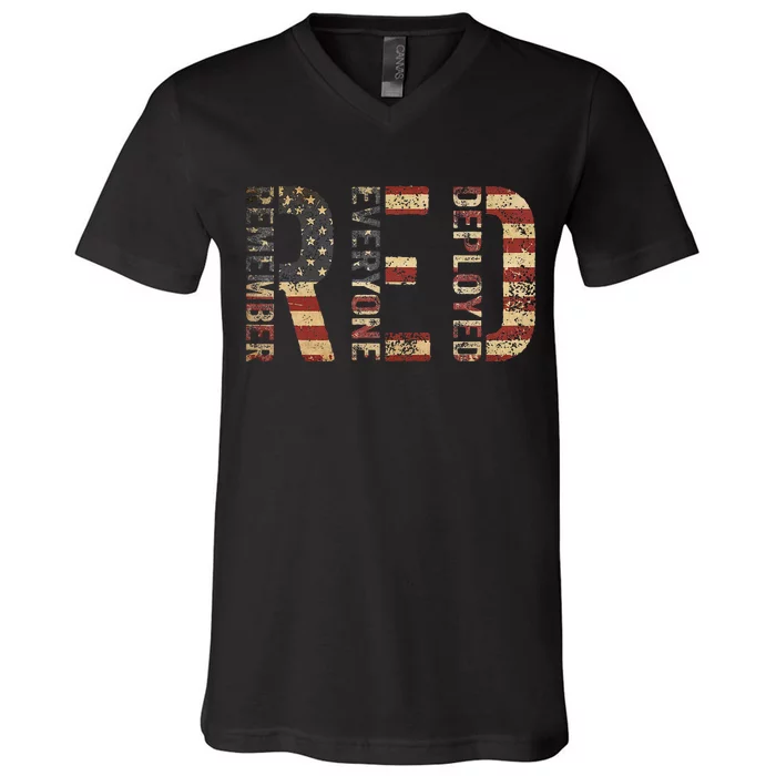 Red Friday Military Support Remember Everyone Deployed V-Neck T-Shirt