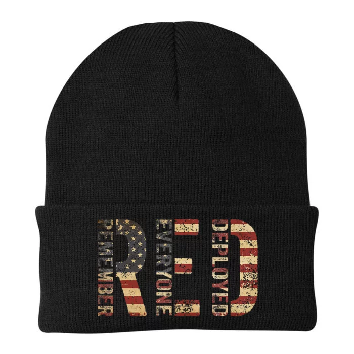 Red Friday Military Support Remember Everyone Deployed Knit Cap Winter Beanie