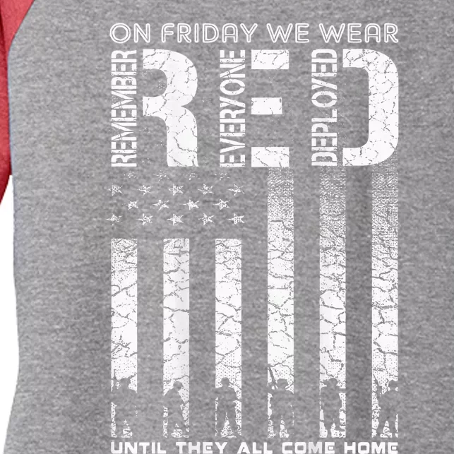 Red Friday Military On Friday We Wear Red Veteran Women's Tri-Blend 3/4-Sleeve Raglan Shirt