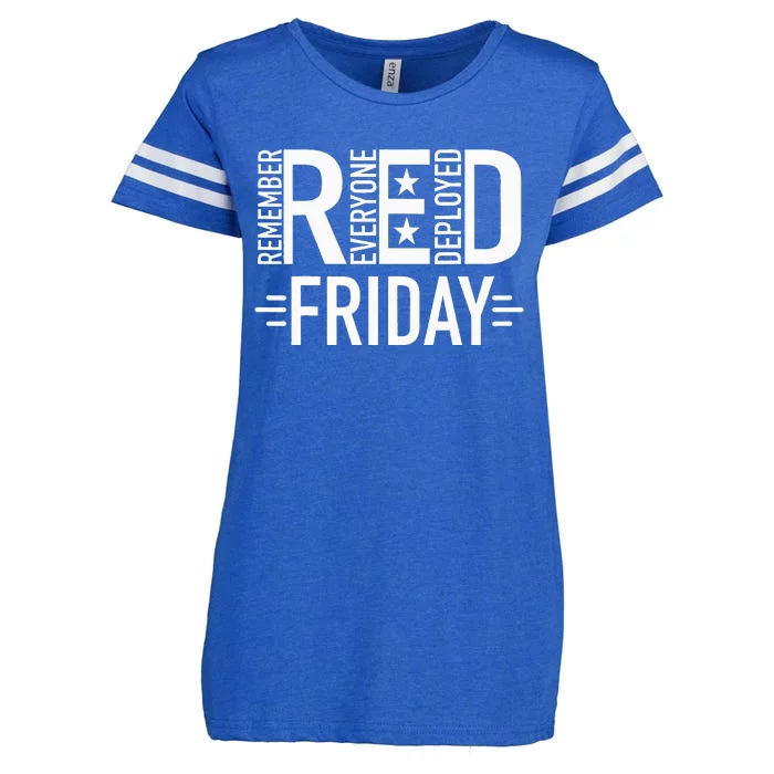 Red Friday Military Remember Everyone Deployed US Veterans Enza Ladies Jersey Football T-Shirt