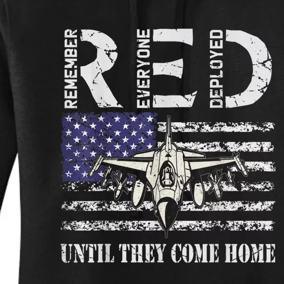 RED Friday Military S Air Force USAF US Flag Veteran Women's Pullover Hoodie