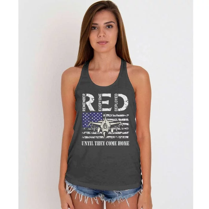 RED Friday Military S Air Force USAF US Flag Veteran Women's Knotted Racerback Tank