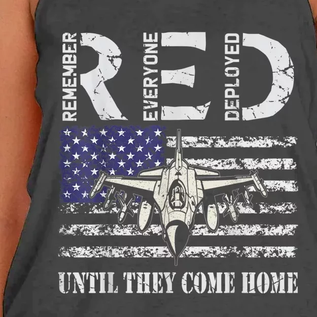 RED Friday Military S Air Force USAF US Flag Veteran Women's Knotted Racerback Tank