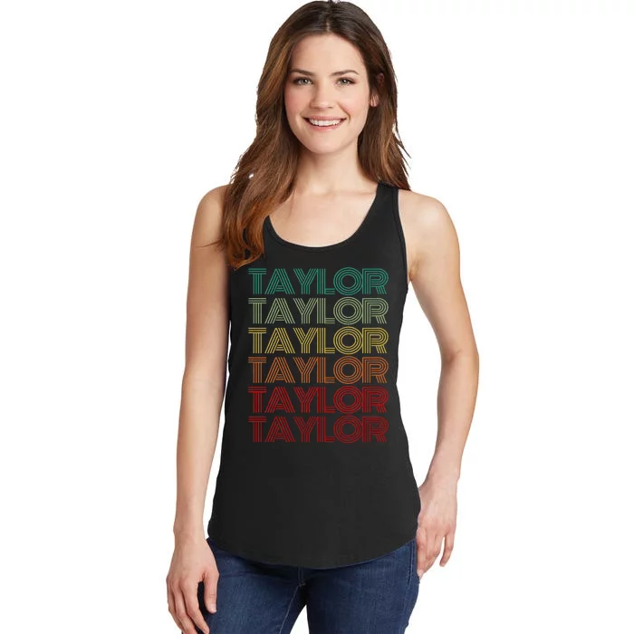 Retro First Name Taylor Girl Boy Personalized Ladies Essential Tank