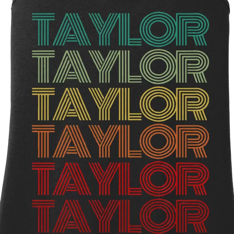 Retro First Name Taylor Girl Boy Personalized Ladies Essential Tank