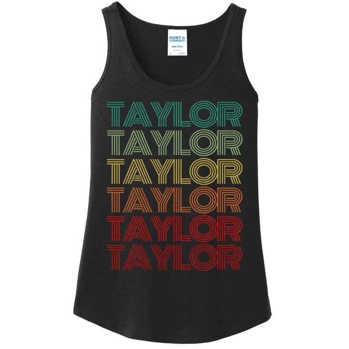 Retro First Name Taylor Girl Boy Personalized Ladies Essential Tank