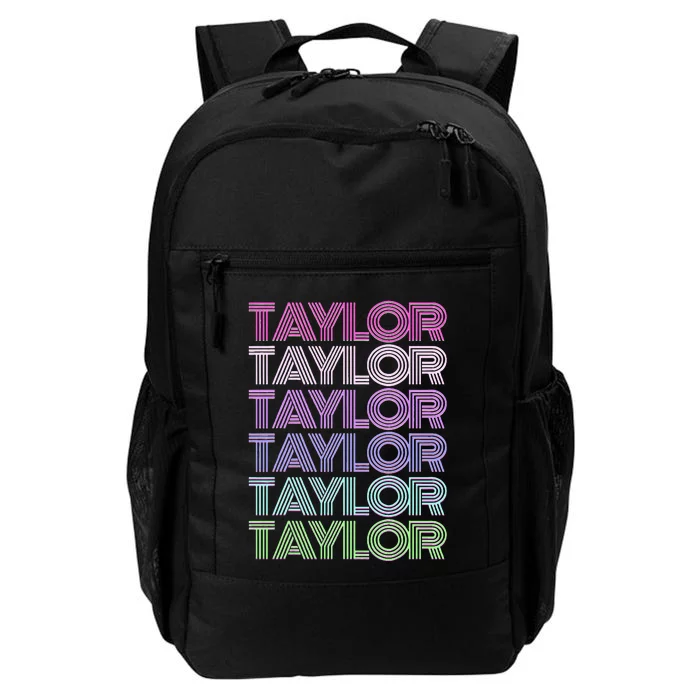 Retro First Name Taylor Girl Boy Surname Repeated Pattern Daily Commute Backpack