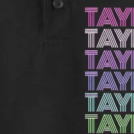 Retro First Name Taylor Girl Boy Surname Repeated Pattern Dry Zone Grid Performance Polo