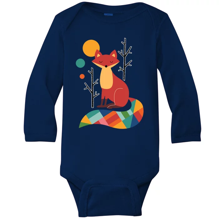 Rainbow Fox Nature Gift Baby Long Sleeve Bodysuit