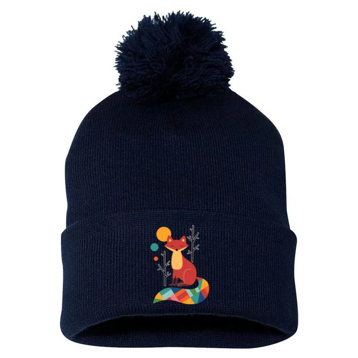 Rainbow Fox Nature Gift Pom Pom 12in Knit Beanie