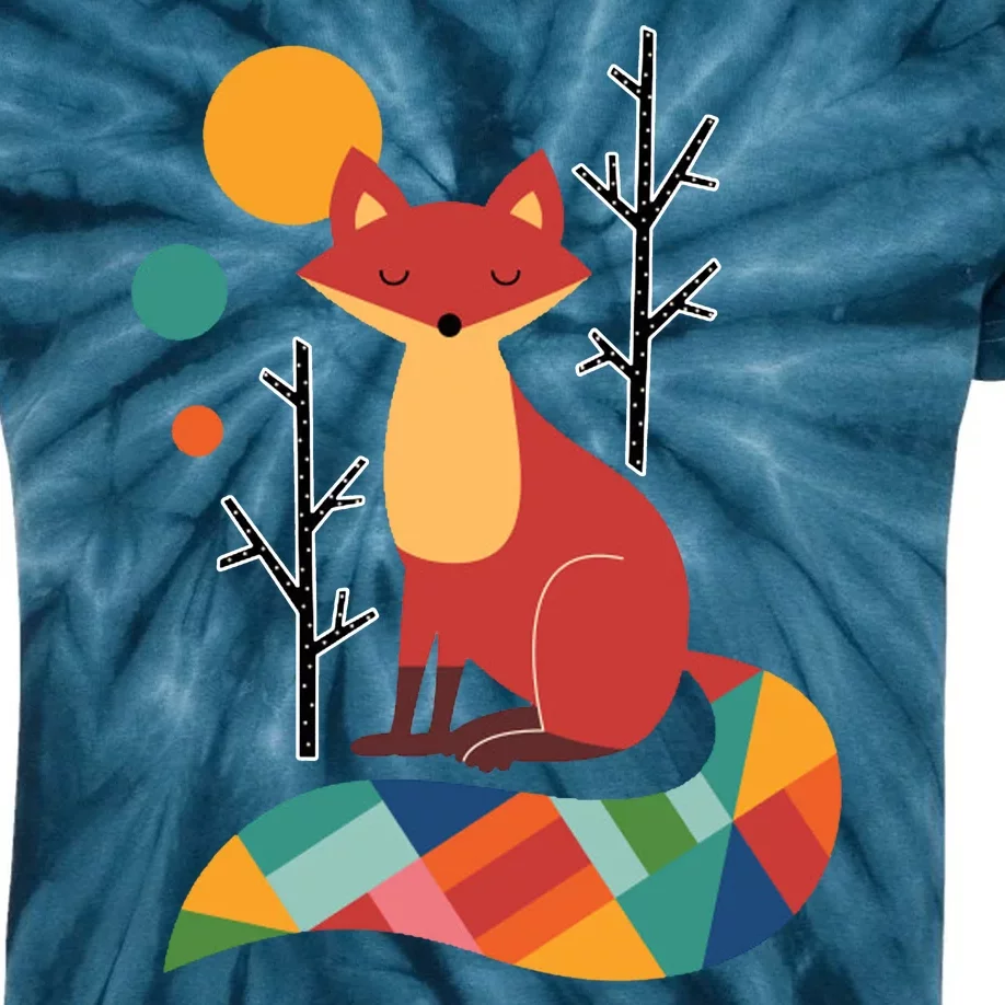 Rainbow Fox Nature Gift Kids Tie-Dye T-Shirt