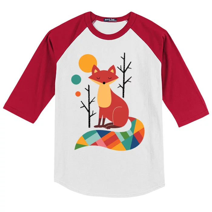 Rainbow Fox Nature Gift Kids Colorblock Raglan Jersey