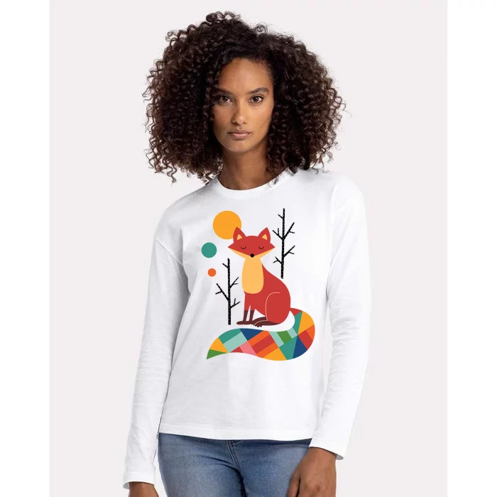 Rainbow Fox Nature Gift Womens Cotton Relaxed Long Sleeve T-Shirt