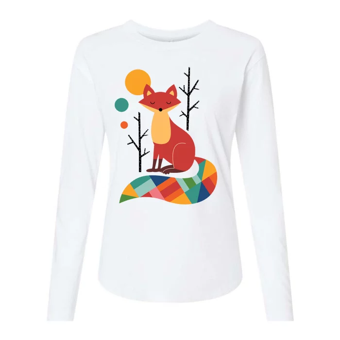 Rainbow Fox Nature Gift Womens Cotton Relaxed Long Sleeve T-Shirt