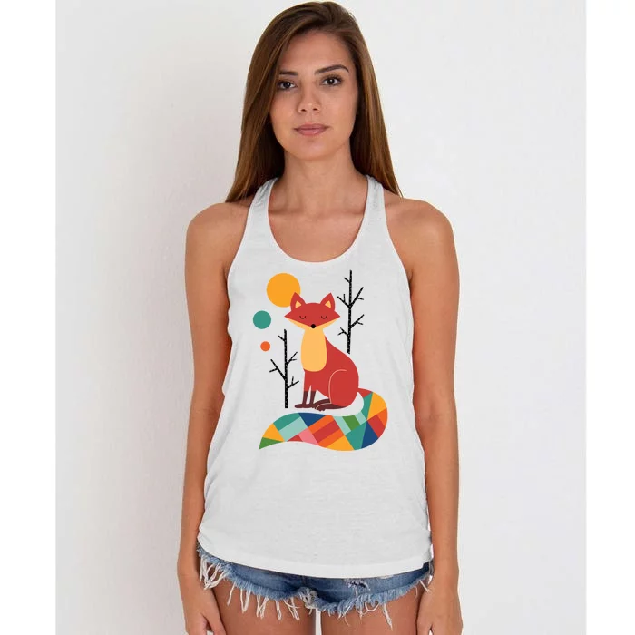 Rainbow Fox Nature Gift Women's Knotted Racerback Tank