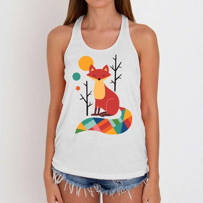 Rainbow Fox Nature Gift Women's Knotted Racerback Tank