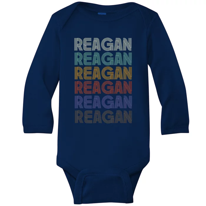 Reagan First Name Retro Vintage 90s Stylet Baby Long Sleeve Bodysuit