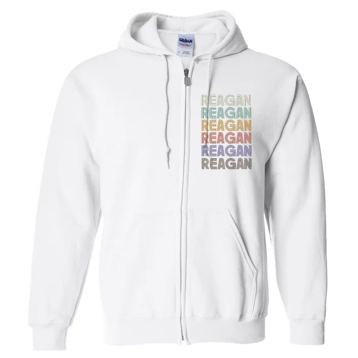 Reagan First Name Retro Vintage 90s Stylet Full Zip Hoodie