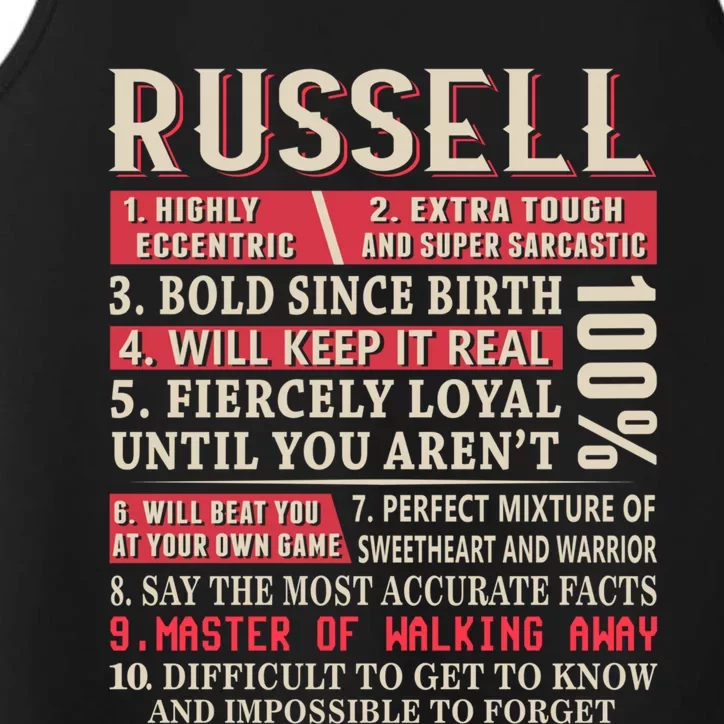 Russell First Name Gift Funny Russell Gift Performance Tank