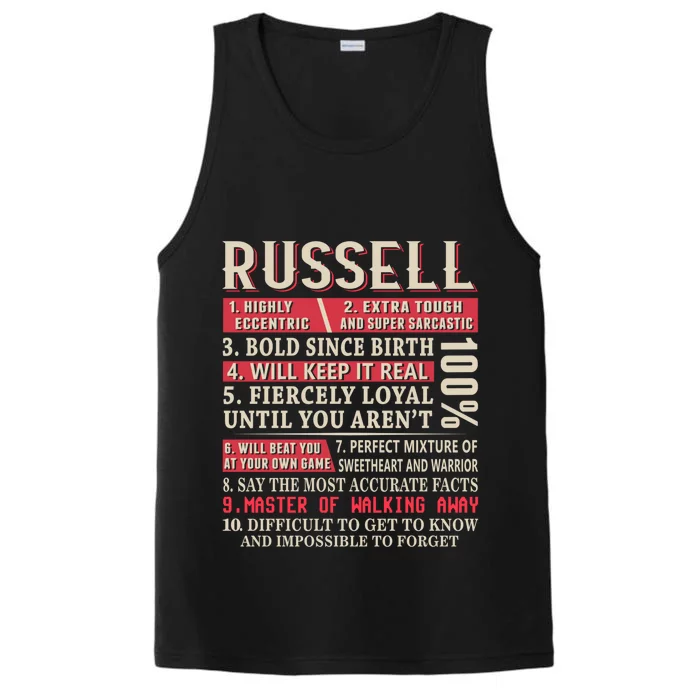 Russell First Name Gift Funny Russell Gift Performance Tank