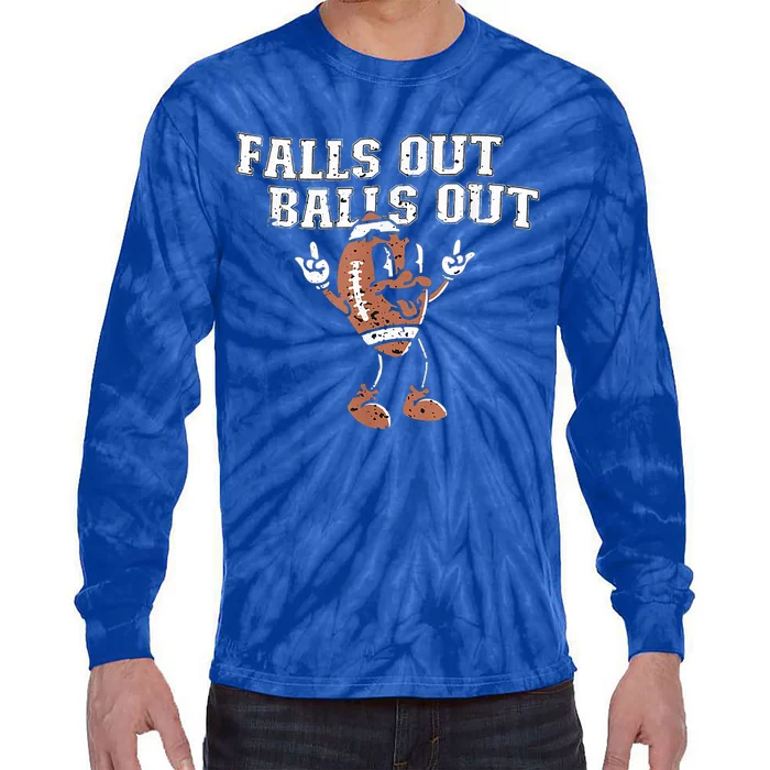 Retro Falls Out Balls Out Football Vintage Thanksgiving Tie-Dye Long Sleeve Shirt