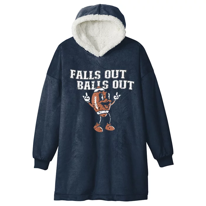 Retro Falls Out Balls Out Football Vintage Thanksgiving Hooded Wearable Blanket