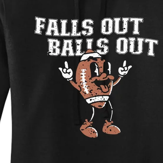 Retro Falls Out Balls Out Football Vintage Thanksgiving Women's Pullover Hoodie