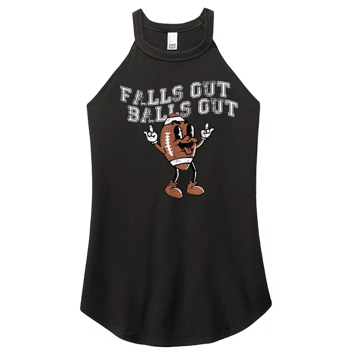 Retro Falls Out Balls Out Football Vintage Thanksgiving Women’s Perfect Tri Rocker Tank