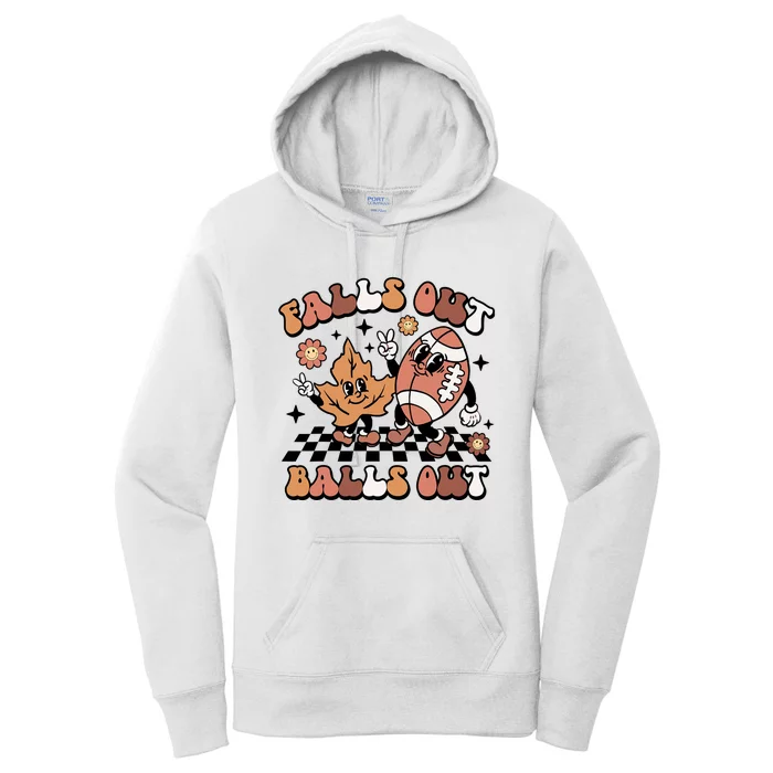 Retro Falls Out Balls Out Football Vintage Thanksgiving Women's Pullover Hoodie