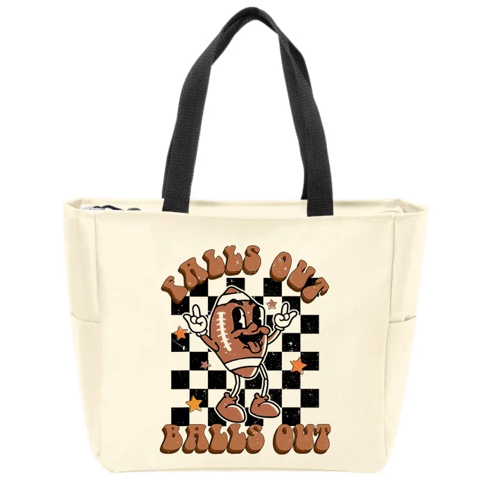 Retro Falls Out Balls Out Football Vintage Thanksgiving Gift Zip Tote Bag