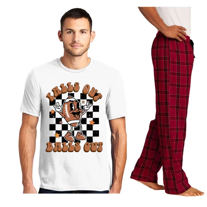 Retro Falls Out Balls Out Football Vintage Thanksgiving Gift Pajama Set