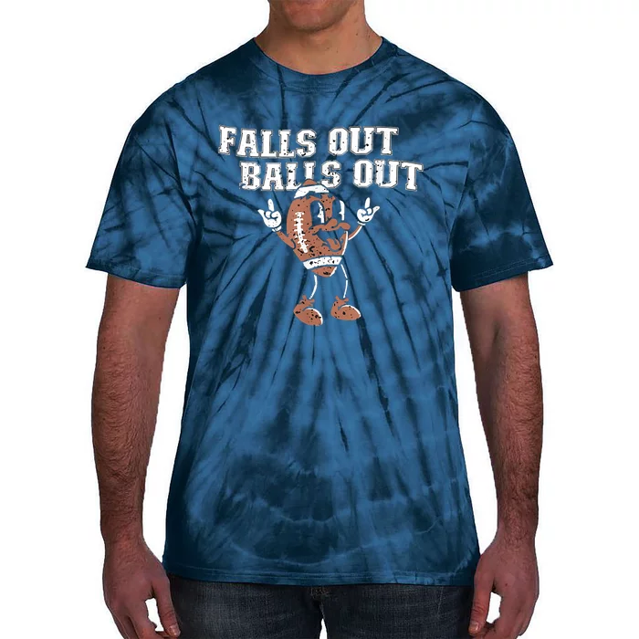 Retro Falls Out Balls Out Football Vintage Thanksgiving Tie-Dye T-Shirt