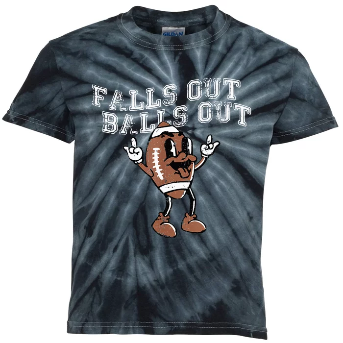 Retro Falls Out Balls Out Football Vintage Thanksgiving Kids Tie-Dye T-Shirt