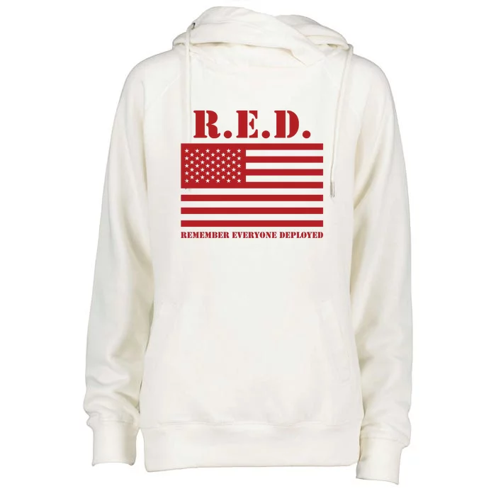 R.E.D. Friday | On Fridays We Wear Red | Remember Everyone Deployed Womens Funnel Neck Pullover Hood