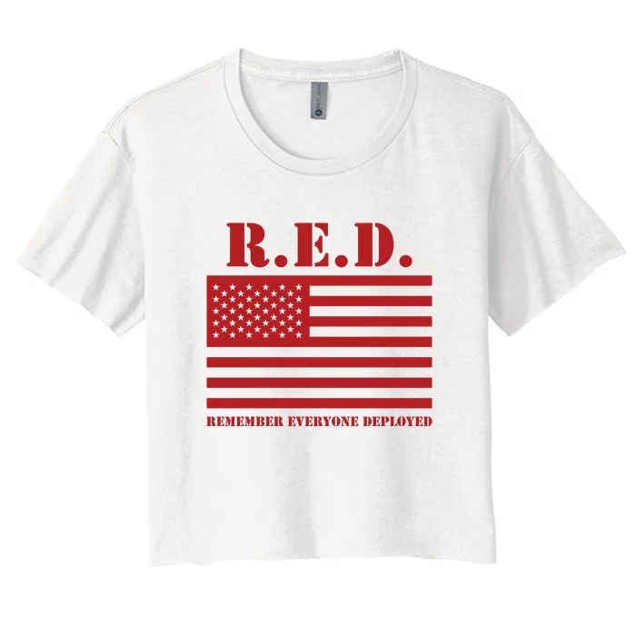 R.E.D. Friday | On Fridays We Wear Red | Remember Everyone Deployed Women's Crop Top Tee