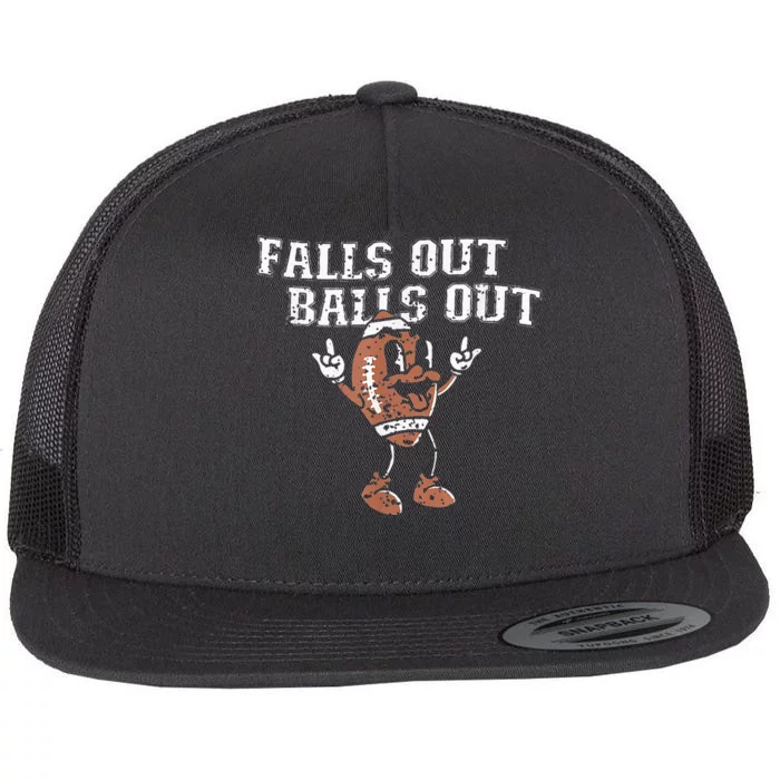 Retro Falls Out Balls Out Football Vintage Thanksgiving Flat Bill Trucker Hat