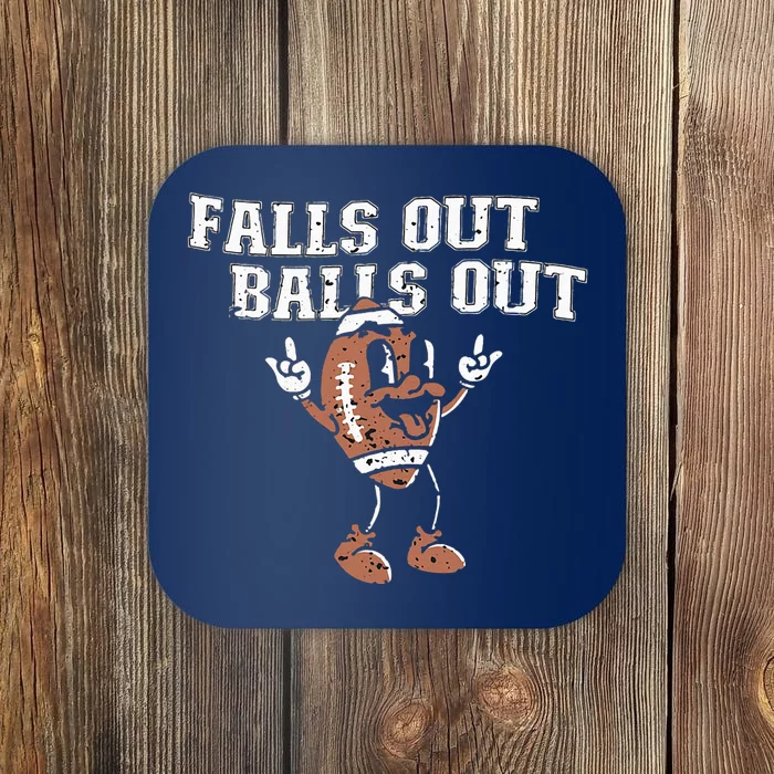 Retro Falls Out Balls Out Football Vintage Thanksgiving Coaster