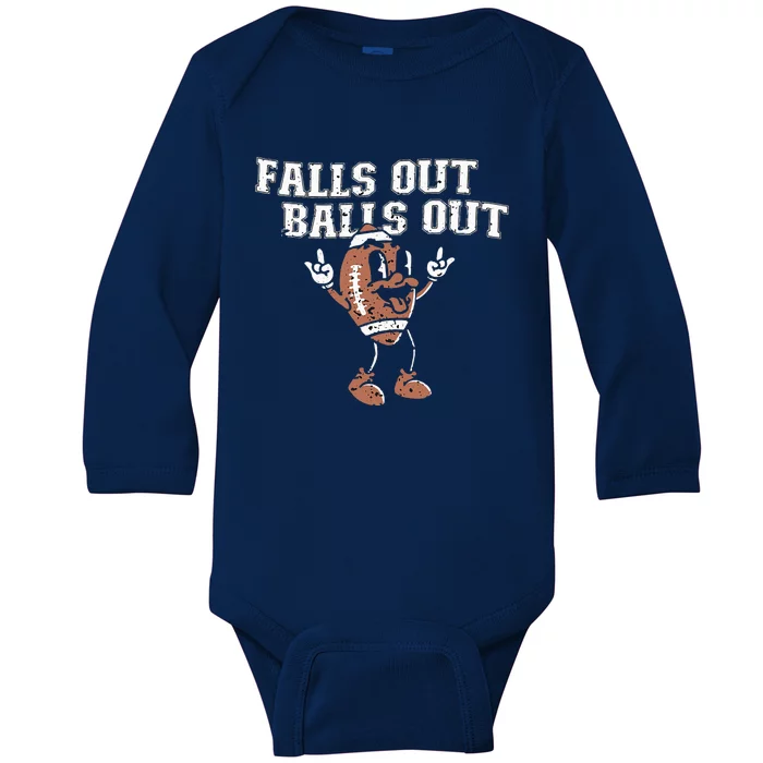 Retro Falls Out Balls Out Football Vintage Thanksgiving Baby Long Sleeve Bodysuit