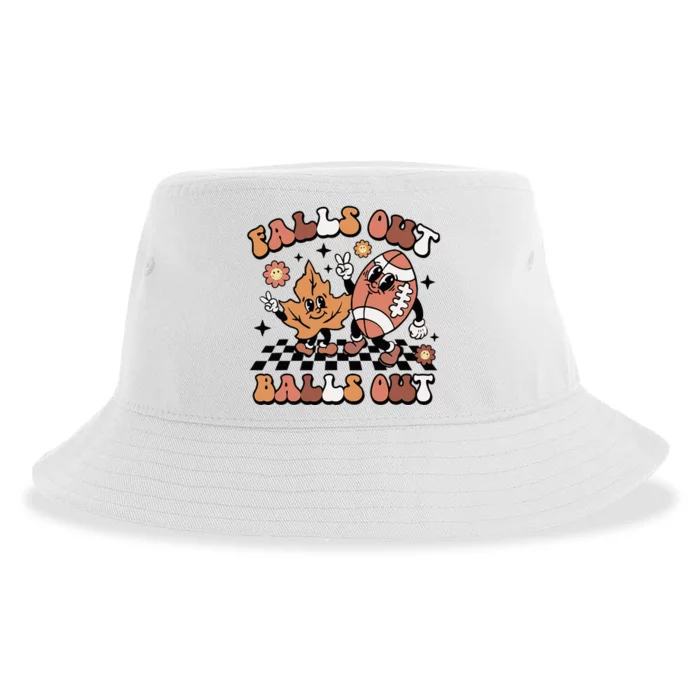 Retro Falls Out Balls Out Football Vintage Thanksgiving Sustainable Bucket Hat