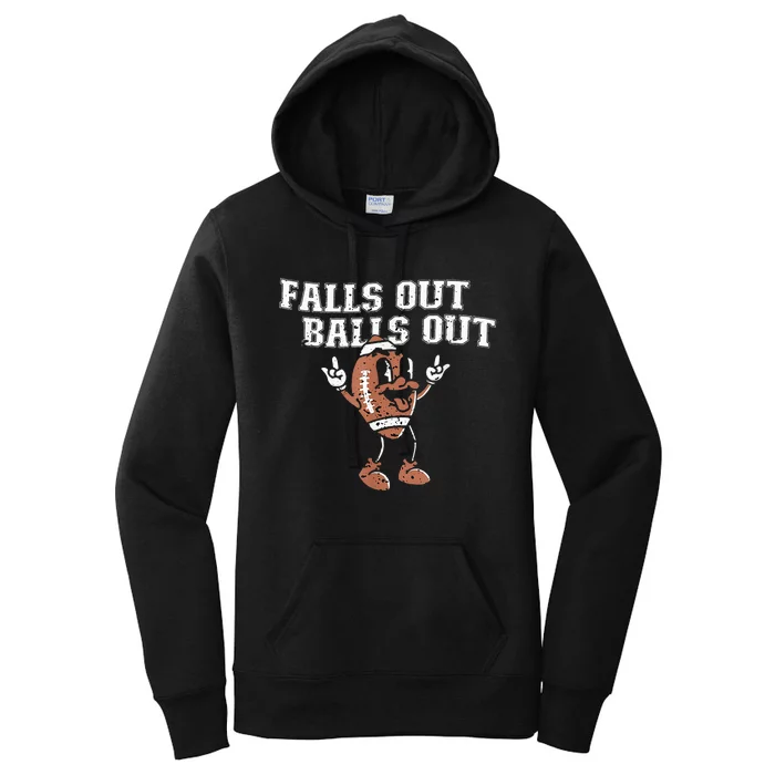 Retro Falls Out Balls Out Football Vintage Thanksgiving Women's Pullover Hoodie