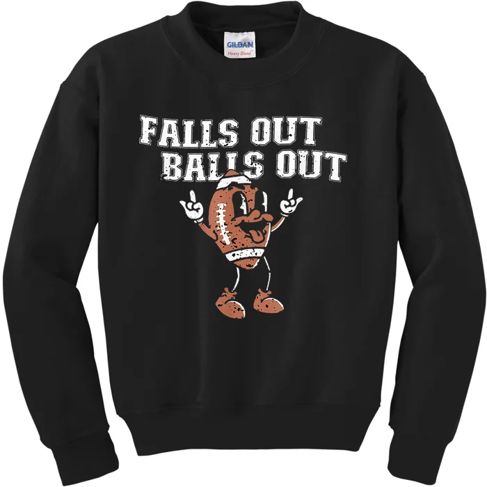 Retro Falls Out Balls Out Football Vintage Thanksgiving Kids Sweatshirt