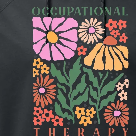 Retro floral Occupational Therapy therapist OT life Performance Fleece Hoodie