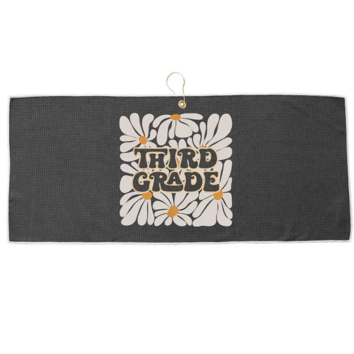 Retro Flower Power Squared Third 3rd Grade Back To School Large Microfiber Waffle Golf Towel