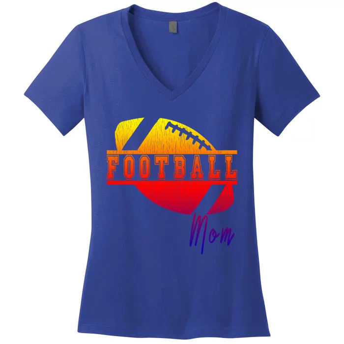 Retro Football Parent Design Meaningful Gift Matching Family Meaningful Gift Mom Women's V-Neck T-Shirt