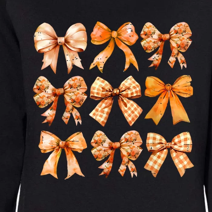 Retro Fall Pumpkin Bow Fall Coquette Womens California Wash Sweatshirt