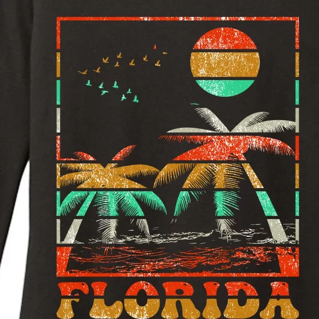 Retro Florida Palm Trees Womens CVC Long Sleeve Shirt