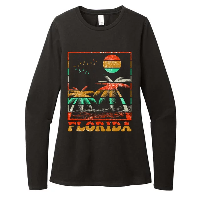 Retro Florida Palm Trees Womens CVC Long Sleeve Shirt