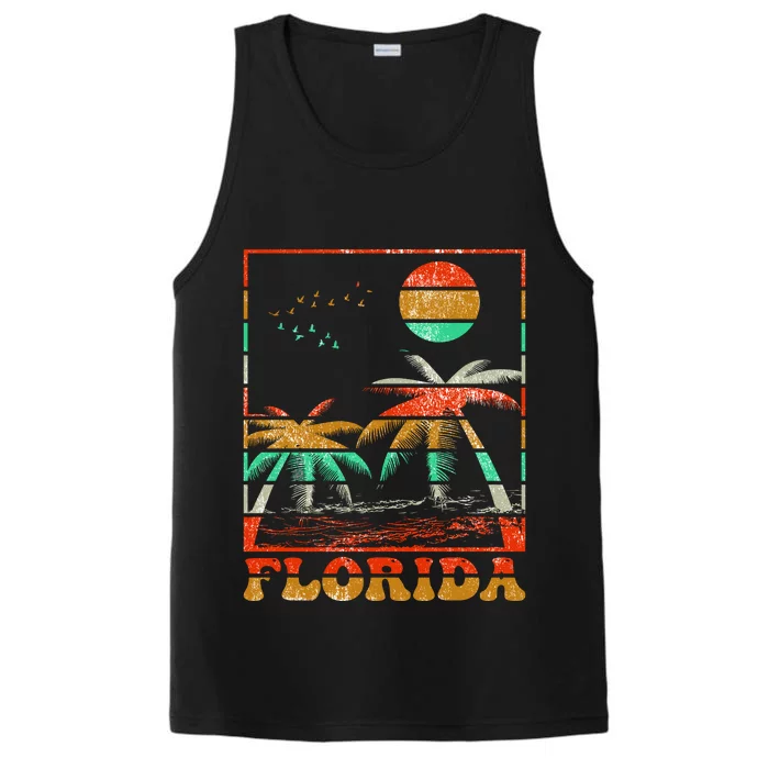 Retro Florida Palm Trees Performance Tank