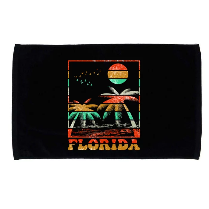 Retro Florida Palm Trees Microfiber Hand Towel