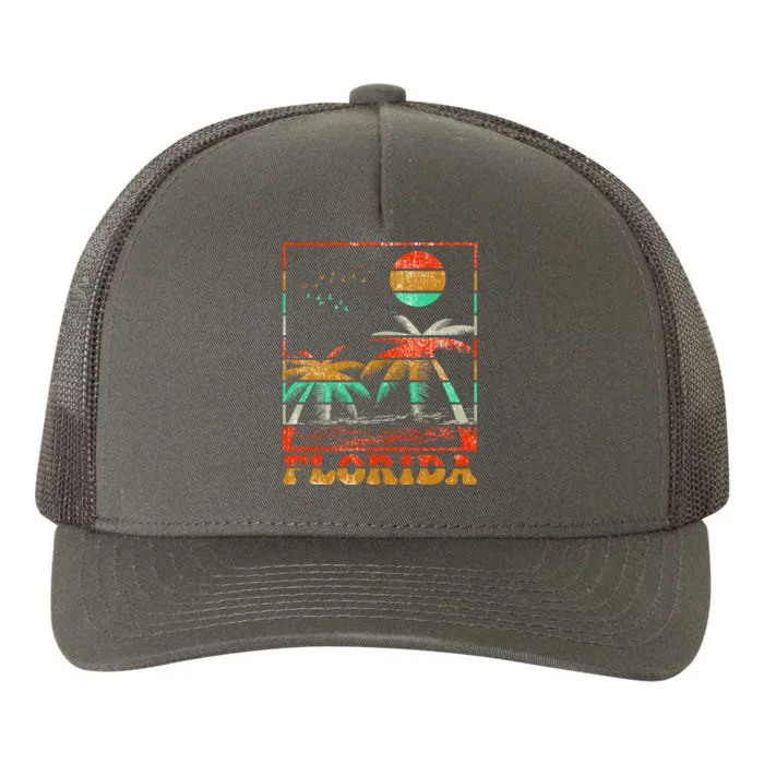 Retro Florida Palm Trees Yupoong Adult 5-Panel Trucker Hat